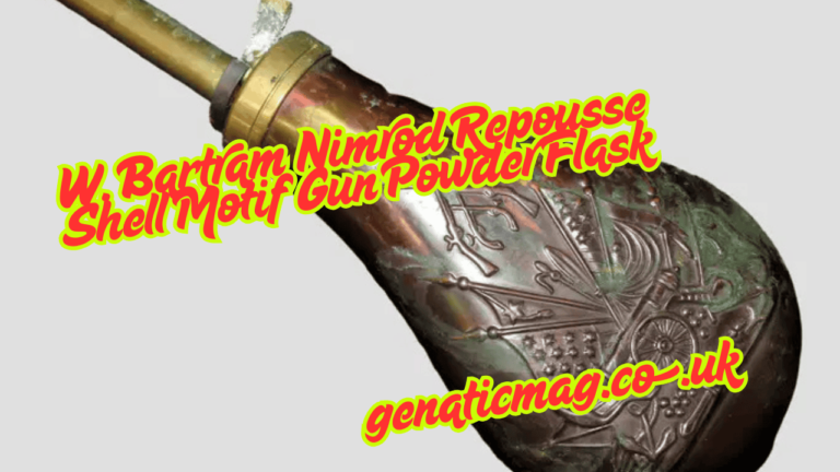 W. Bartram Nimrod Repousse Shell Motif Gun Powder Flask